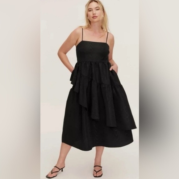 KATE SPADE NY x TARGET Tiered Ruffle Midi Tank Dress Black Size Medium - Picture 1 of 15